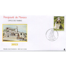 monaco 2023 dog show BEARDED COLLIE chien hunde canis perros hund cane 1v FDC PJ