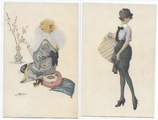 Suzanne MEUNIER "Parisian Girls" 2 CPA Erotisme Pin Up