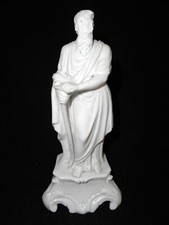 SUPERBE FIGURINE DIEU ROMAIN OU GRECQUE EN BISCUIT & SOCLE EN PORCELAINE XIX ème