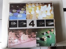 Jeu D'échecs En Verre 32 x 32 cm 4 en 1 ( morpions, backgammon  et dames)