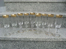10 FLUTES CHAMPAGNE LARGE  BANDE DOREE 19 cm haut