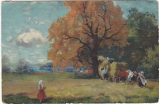 G1633  D'APRES UNE OEUVRE SIGNEE - RECOLTE - RAMASSE DE FOIN OU DE BLE