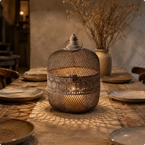 Bougeoir forme cage - bougeoir,