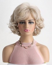 Perruque Synthétique Femme Courte Blond Doré Clair A Frange 25cm +4 Bonnet