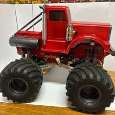 Tamiya Bullhead 4x4 RC Car Vintage Red Body Large Tires EN L'ÉTAT