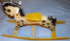 CHEVAL A BASCULE ANCIEN EN BOIS PEINT 83 x 58 cm 1949 décoration 2 Kg France  BE