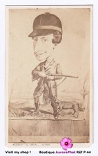 PAUL PRÉVOST EN CHASSEUR, CHIEN & FUSIL, CARICATURE, CDV à ELBEUF, 1870 -P44
