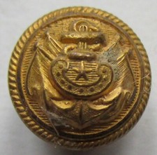 Bouton bombé en métal doré à l'ancre de Marine entourée de drapeaux Vice Amiral