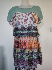 Robe Fluide Imprimé En Voile Et Satin taille M