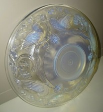 * BELLE COUPE VERRE OPALESCENT signée EZAN déco OISEAUX en EPAISSEUR ART DECO D