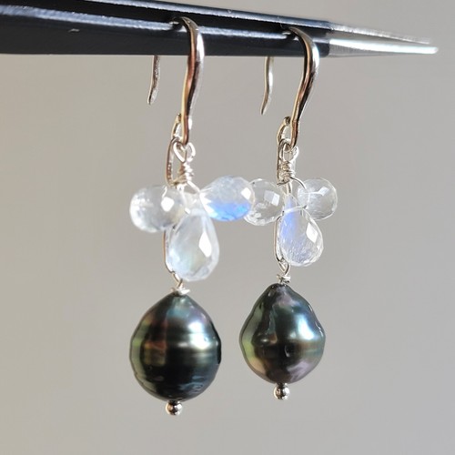 Boucles oreilles perle noire - d'oreilles,