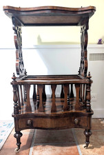 Porte revues Bibliothèque Canterbury MiniBar Noyer Epoque victorienne 19e siècle