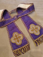 ETÔLE/VIOLETTE Blanche/Reversible/broderie Croix/RELIGIEUX/EGLISE/NO CHASUBLE