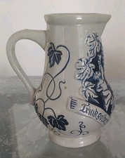 .Ancien Pichet Allemagne Grès Émaillé Décor Gris/Bleu Vintage 