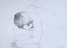 Dessin fusain homme nu