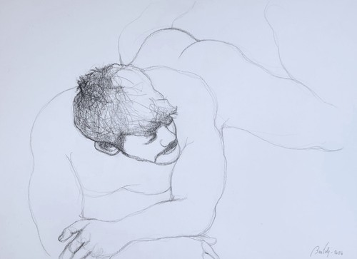 Dessin fusain homme - , nu