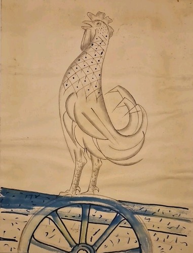 Ancien beau dessin - ancien, coq