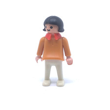 PLAYMOBIL * ENFANT MODERNE * Fille Brune Haut Orange Bas Blanc Esquimau 3465
