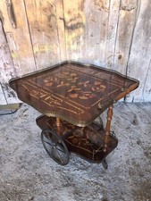 Servante Desserte Roulettes Marqueterie Bois SORRENTO Vintage #A093