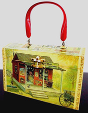 Vintage rare sac à main bois valise vanity valisette Billie Ross 1950 / 1960