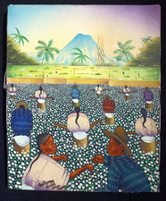 Tableau naïf du Guatemala signé - acrylique sur toile - 28x23cm