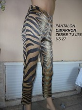 PANTALON CIMARRON LEOPART ZEBRE NOIR /OR/BLANC  T 36 US 27