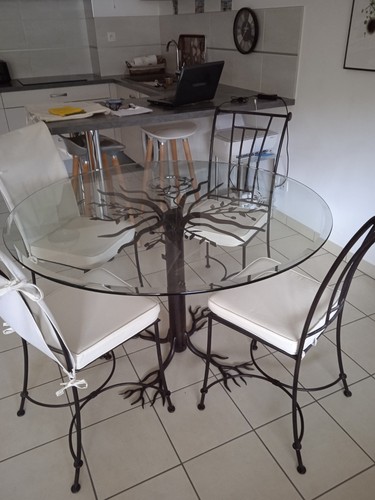 Table ronde manger verre - table, en