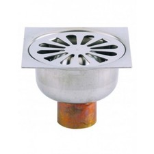 Siphon de sol - en laiton - à souder - sortie verticale - 100x100 VALENTIN