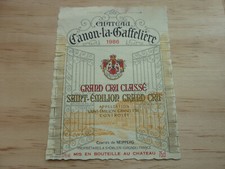 etiquette vin Chateau Canon Gaffelière 1986 Saint Emilion Grand cru wine label