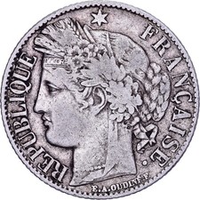 France, Franc, Cérès, 1887, Paris, argent, SS, Gadoury:465, Le