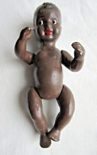 Mini Poupon noir, baigneur, poupée, porcelaine peinte marron, membres articulés