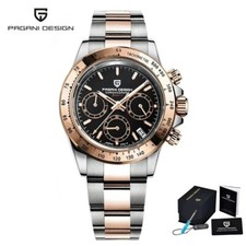 Pagani Design - Black Color Chronographe Montre Quartz Homme en Acier Inoxydable
