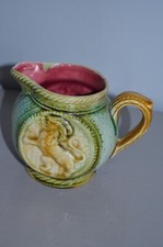 Ancien Pichet Barbotine Onnaing Polychrome Lion  N° 753 XX-ème