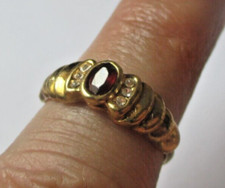 bague réglable couleur or cristaux rouge rubis diamant bijou vintage 3071
