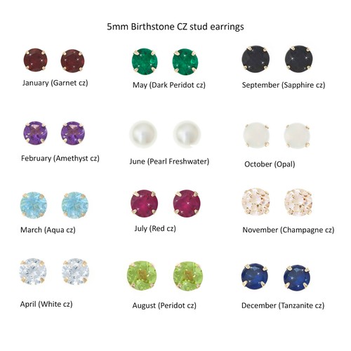 9ct 5mm cristal zircon - 9ct, or