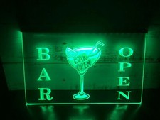 Décoration d'enseigne lumineuse néon LED ouverte pour bar à cocktails café bi...