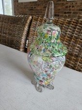 Bonbonnière Vase Pot Verre Soufflé Taillé Clichy Fin 19e Début 20e Multicolore