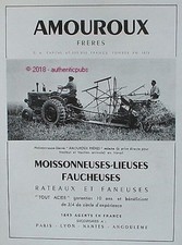 PUBLICITE AMOUROUX FRERES MOISSONNEUSE FAUCHEUSE TRACTEUR DE 1949 FRENCH AD PUB