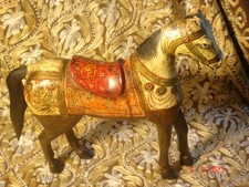 Cheval indien Rajasthan  de cérémonie mariages en bois décoré