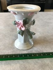 ANCIEN BOUGEOIR COLONNE CERAMIQUE  PORCELAINE MARIAGE COMMUNION BAPTEME ...