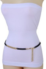 Ceinture Femme Or Noir Métal Chaîne Lien Confortable Mode Hanche Taille M L XL