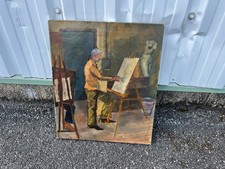 Tableau signé Amyl – Scène d’atelier d’artiste