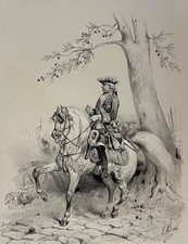Louis XV à la bataille de Fontenoy (1745) gravure vers 1840 France
