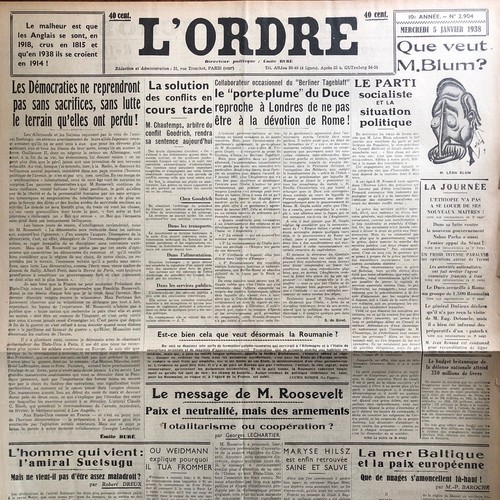 Journal ordre 1938 - journal, 05/01/1938