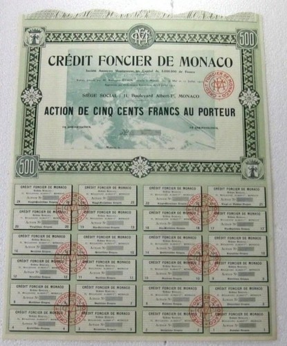 Crédit foncier monaco 1922 - de,