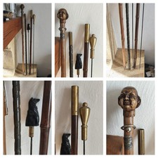 Ancien Lot Cannes à Système de Défense Casse Tête Visage Ours & Divers