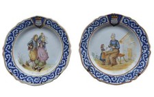 Paire d'assiette Henriot Quimper danseurs et personnages début XXème