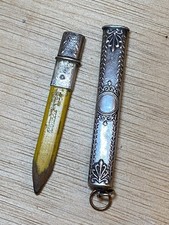 Porte Crayon A Papier Etui Argent Massif 19 Eme Châtelaine