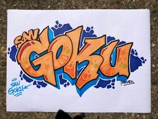 Dessin signé - GOKU dbz  graffiti street art tableau sketch - dragon ball