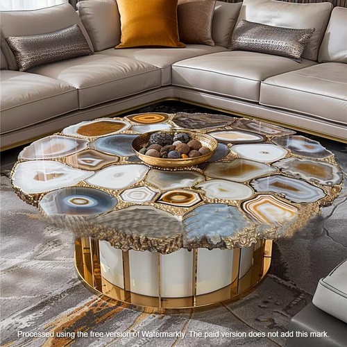 Multi agate stone coffee table - stone,